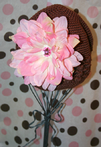 Chocolate/Pink Crochet Hat