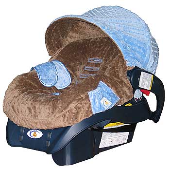 Minky Blue/Brown Car Seat Cover