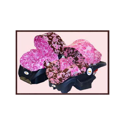 Pink/Brown Hibiscus Infant Car Seat Cover
