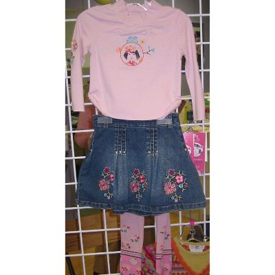 DPD Crumpled Tee and Denim Skirt Set