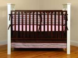 Pink and Brown Stripe Crib Bedding