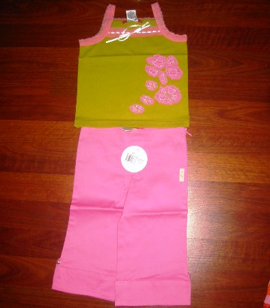 Oink Lace Camisole and 3/4 flared pant set