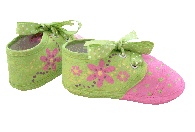 Green Shoes with Pink Flowers